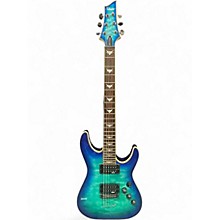 Used Schecter Guitar Research Omen Extreme 6 Ocean Blue Burst Solid Body Electric Guitar