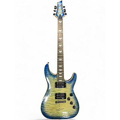 Used Schecter Guitar Research Omen Extreme 6 Ocean Blue Burst Solid Body Electric Guitar