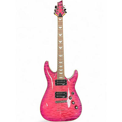 Used Schecter Guitar Research Omen Extreme 6 Trans Hot Pink Burst Solid Body Electric Guitar