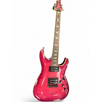 Used Schecter Guitar Research Omen Extreme 6 Trans Hot Pink Burst Solid Body Electric Guitar