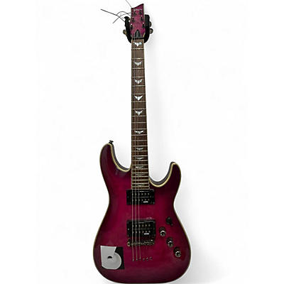 Used Schecter Guitar Research Omen Extreme 6 magenta Solid Body Electric Guitar