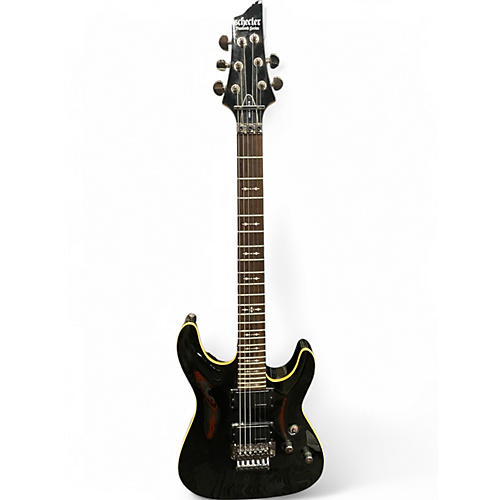 Used Schecter Guitar Research Omen Floyd Rose Active Black Solid Body Electric Guitar Black