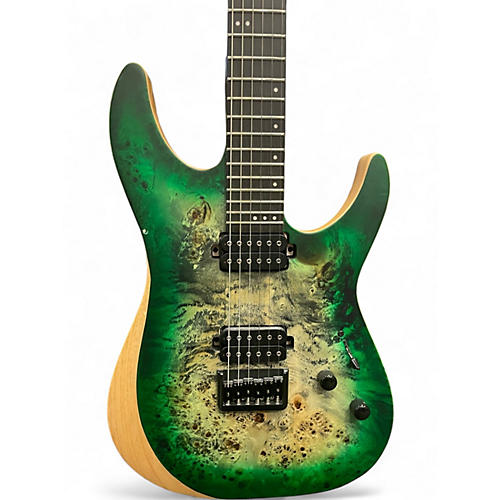 Used Schecter Guitar Research REAPER 6 BURL GREEN Solid Body Electric Guitar BURL GREEN