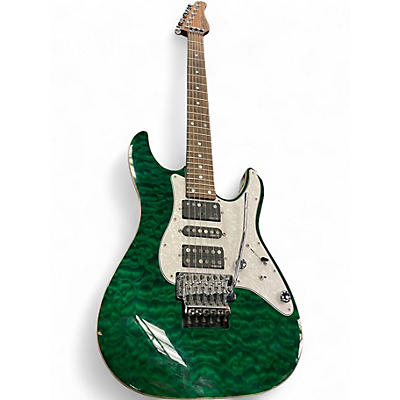 Used Schecter Guitar Research SD2 24 HSH QUILTED GREEN Solid Body Electric Guitar