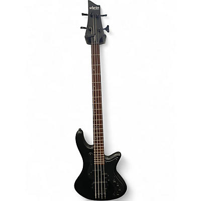 Used Schecter Guitar Research STILETTO STEALTH Satin Black Electric Bass Guitar