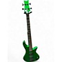 Used Schecter Guitar Research STILLETO CUSTOM 4 green sparkle  Electric Bass Guitar green sparkle