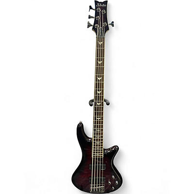 Used Schecter Guitar Research STILLETO EXTREME 5 Trans Red Electric Bass Guitar