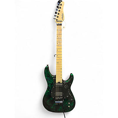 Used Schecter Guitar Research SUN VALLEY SUPER SHREDDER BLACK AND GREEN Solid Body Electric Guitar