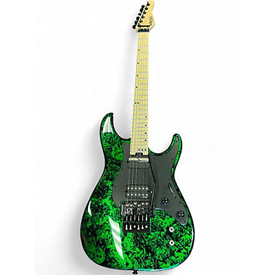 Used Schecter Guitar Research SUN VALLEY SUPER SHREDDER FR 6 FLOYD ROSE GREEN REIGN Solid Body Electric Guitar