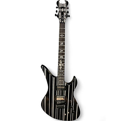 Used Schecter Guitar Research SYNYSER GATES Black with Silver Pinstripes Solid Body Electric Guitar