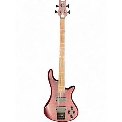 Used Schecter Guitar Research Stiletto Custom 4 String Cherry Electric Bass Guitar