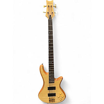 Used Schecter Guitar Research Stiletto Custom 4 String Natural Electric Bass Guitar