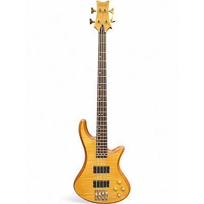 Used Schecter Guitar Research Stiletto Custom 4 String Natural Electric Bass Guitar