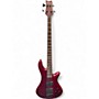 Used Schecter Guitar Research Stiletto Custom 4 String Red Electric Bass Guitar Red