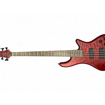 Used Schecter Guitar Research Stiletto Custom 4 String Satin Red Electric Bass Guitar