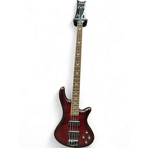 Used Schecter Guitar Research Stiletto Custom 4 String Trans Red Electric Bass Guitar Trans Red
