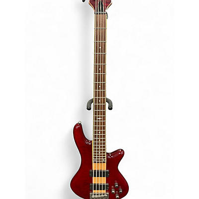 Used Schecter Guitar Research Stiletto Custom 5 String Dark Cherry Burst Electric Bass Guitar