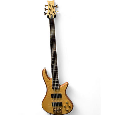 Used Schecter Guitar Research Stiletto Custom 5 String NATURAL Electric Bass Guitar