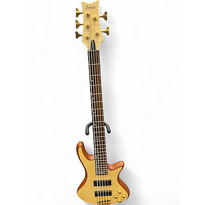 Used Schecter Guitar Research Stiletto Custom 5 String Natural Electric Bass Guitar