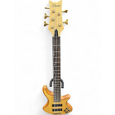 Used Schecter Guitar Research Stiletto Custom 5 String Natural Electric Bass Guitar
