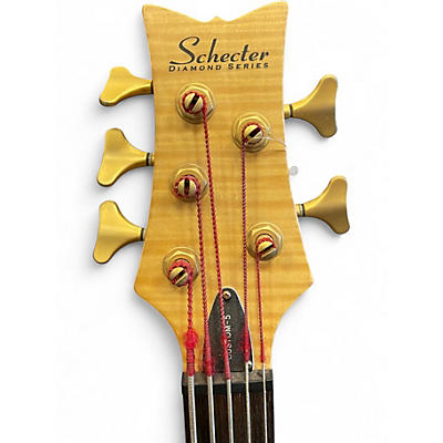 Used Schecter Guitar Research Stiletto Custom 5 String Natural Electric Bass Guitar