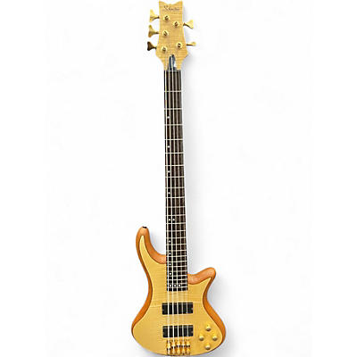 Used Schecter Guitar Research Stiletto Custom 5 String Natural Electric Bass Guitar