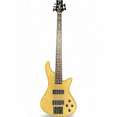 Used Schecter Guitar Research Stiletto Custom 5 String Natural Satin Electric Bass Guitar