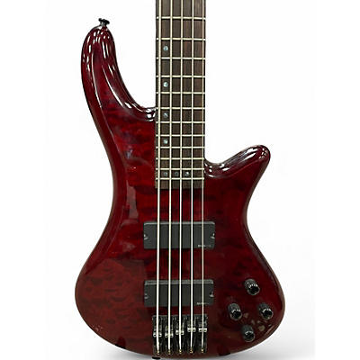 Used Schecter Guitar Research Stiletto Custom 5 String Wine Red Electric Bass Guitar