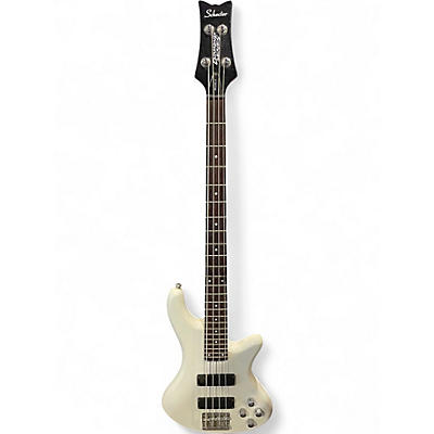 Used Schecter Guitar Research Stiletto Deluxe 4 String Alpine White Electric Bass Guitar