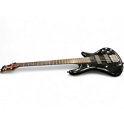 Used Schecter Guitar Research Stiletto Deluxe 4 String Black Electric Bass Guitar