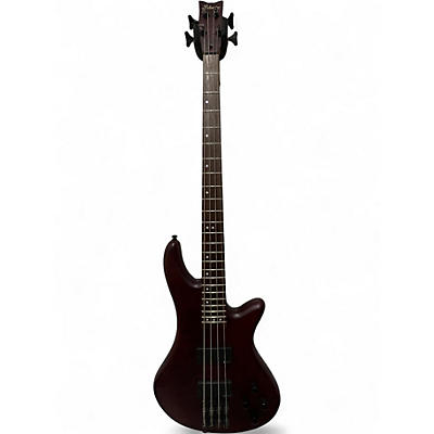 Used Schecter Guitar Research Stiletto Deluxe 4 String Crimson Red Trans Electric Bass Guitar