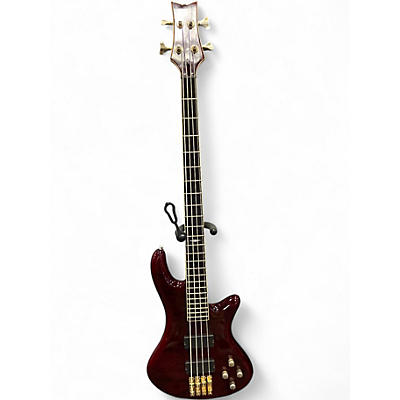 Used Schecter Guitar Research Stiletto Deluxe 4 String Wine Red Electric Bass Guitar
