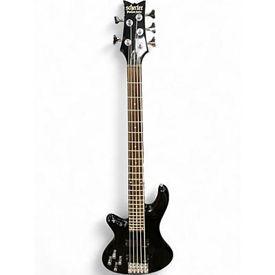 Used Schecter Guitar Research Stiletto Deluxe 5 String LH Black Electric Bass Guitar