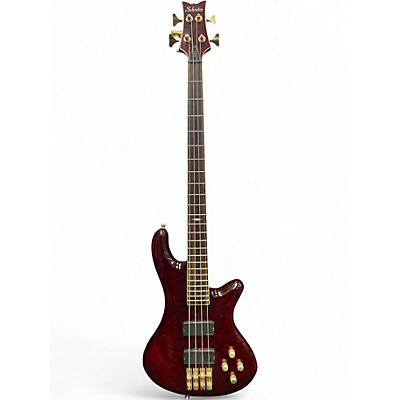 Used Schecter Guitar Research Stiletto Elite 4 String Crimson Red Burst Electric Bass Guitar