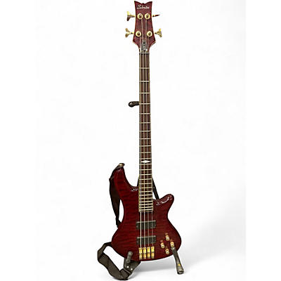 Used Schecter Guitar Research Stiletto Elite 4 String RED Electric Bass Guitar