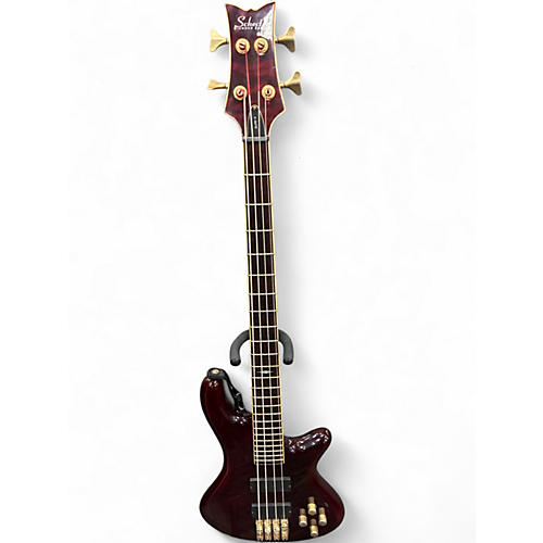 Used Schecter Guitar Research Stiletto Elite 4 String Red Electric Bass Guitar Red