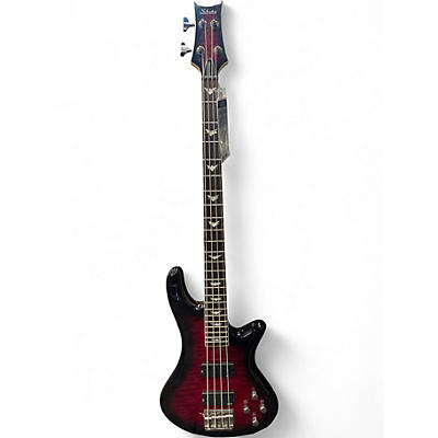 Used Schecter Guitar Research Stiletto Elite 4 String Red Electric Bass Guitar