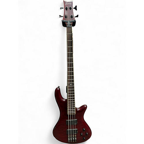 Used Schecter Guitar Research Stiletto Elite 4 String Trans Red Electric Bass Guitar Trans Red