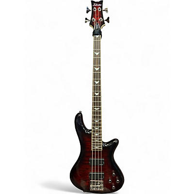 Used Schecter Guitar Research Stiletto Extreme 4 String Black Cherry Electric Bass Guitar
