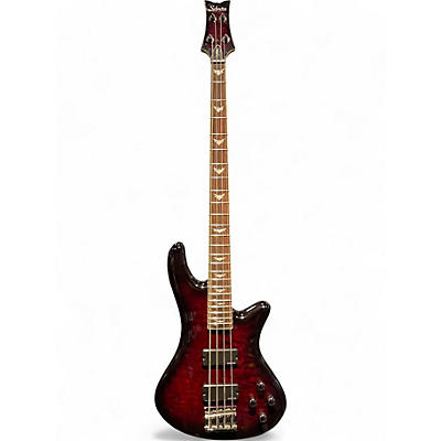 Used Schecter Guitar Research Stiletto Extreme 4 String Black Cherry Electric Bass Guitar