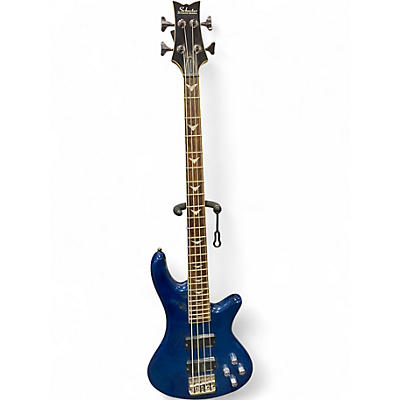 Used Schecter Guitar Research Stiletto Extreme 4 String Blue Electric Bass Guitar