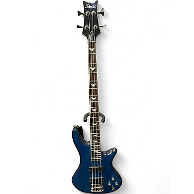 Used Schecter Guitar Research Stiletto Extreme 4 String Blue Electric Bass Guitar