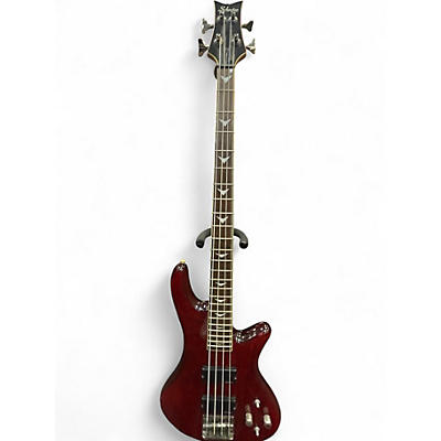 Used Schecter Guitar Research Stiletto Extreme 4 String Candy Apple Red Electric Bass Guitar