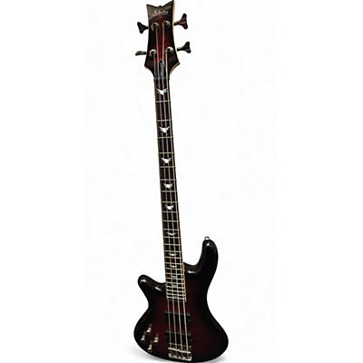 Used Schecter Guitar Research Stiletto Extreme 4 String Crimson Red Burst Electric Bass Guitar