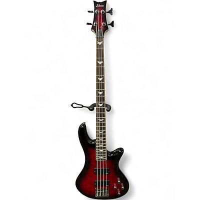 Used Schecter Guitar Research Stiletto Extreme 4 String Crimson Red Burst Electric Bass Guitar
