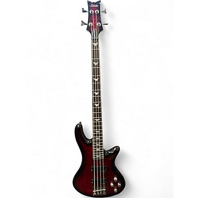 Used Schecter Guitar Research Stiletto Extreme 4 String Crimson Red Burst Electric Bass Guitar