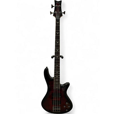 Used Schecter Guitar Research Stiletto Extreme 4 String Red Electric Bass Guitar