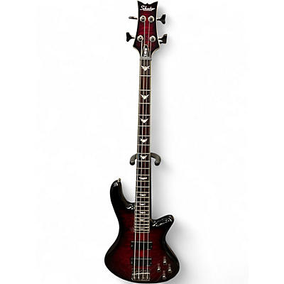 Used Schecter Guitar Research Stiletto Extreme 4 String Red Electric Bass Guitar