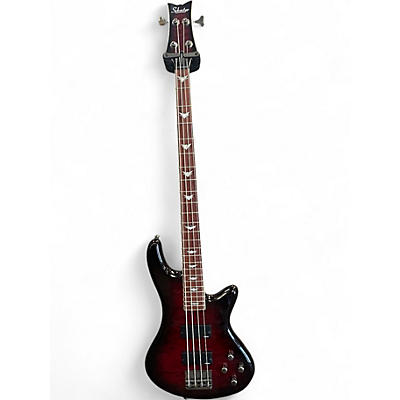 Used Schecter Guitar Research Stiletto Extreme 4 String Red Electric Bass Guitar