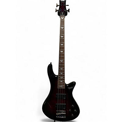 Used Schecter Guitar Research Stiletto Extreme 4 String Red to Black Fade Electric Bass Guitar